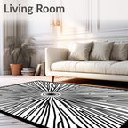 Bold Black Radial Sunburst Rug