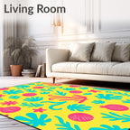 Bright Yellow Coral Sea Creature Assemblage Rug