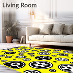 Black White Circles Abstract Modern Rug