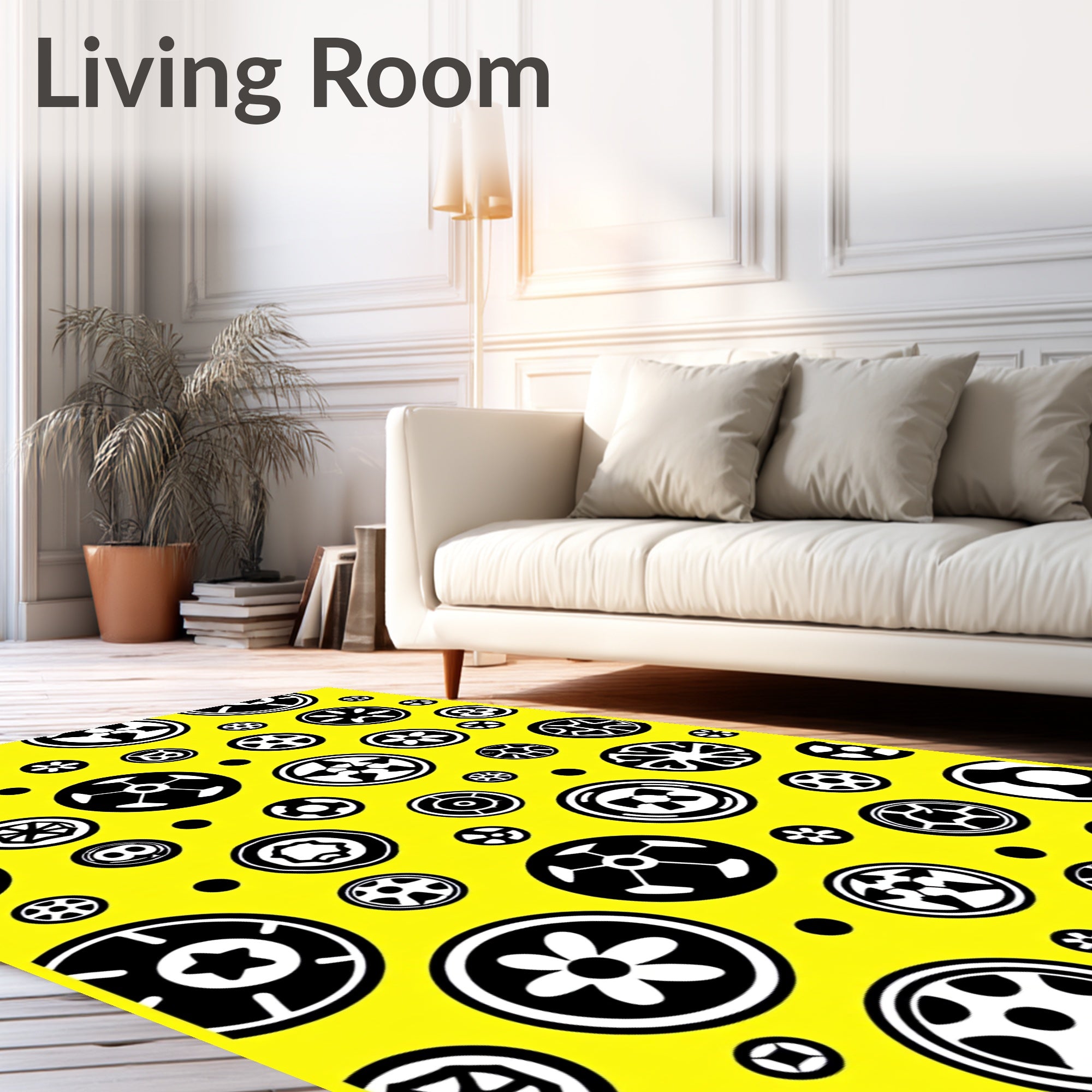 Black White Circles Abstract Modern Rug