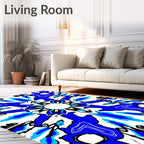 Bold Blue Geometric Medallion Rug