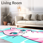 Pink Cat With Teal Eyes Rug