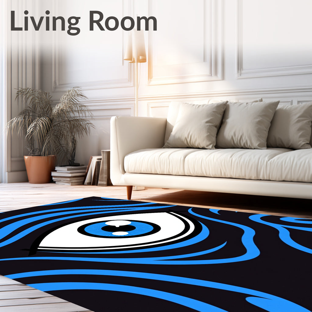Bold Blue Eyelash Eye Swirl Rug