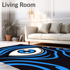 Bold Blue Eyelash Eye Swirl Rug