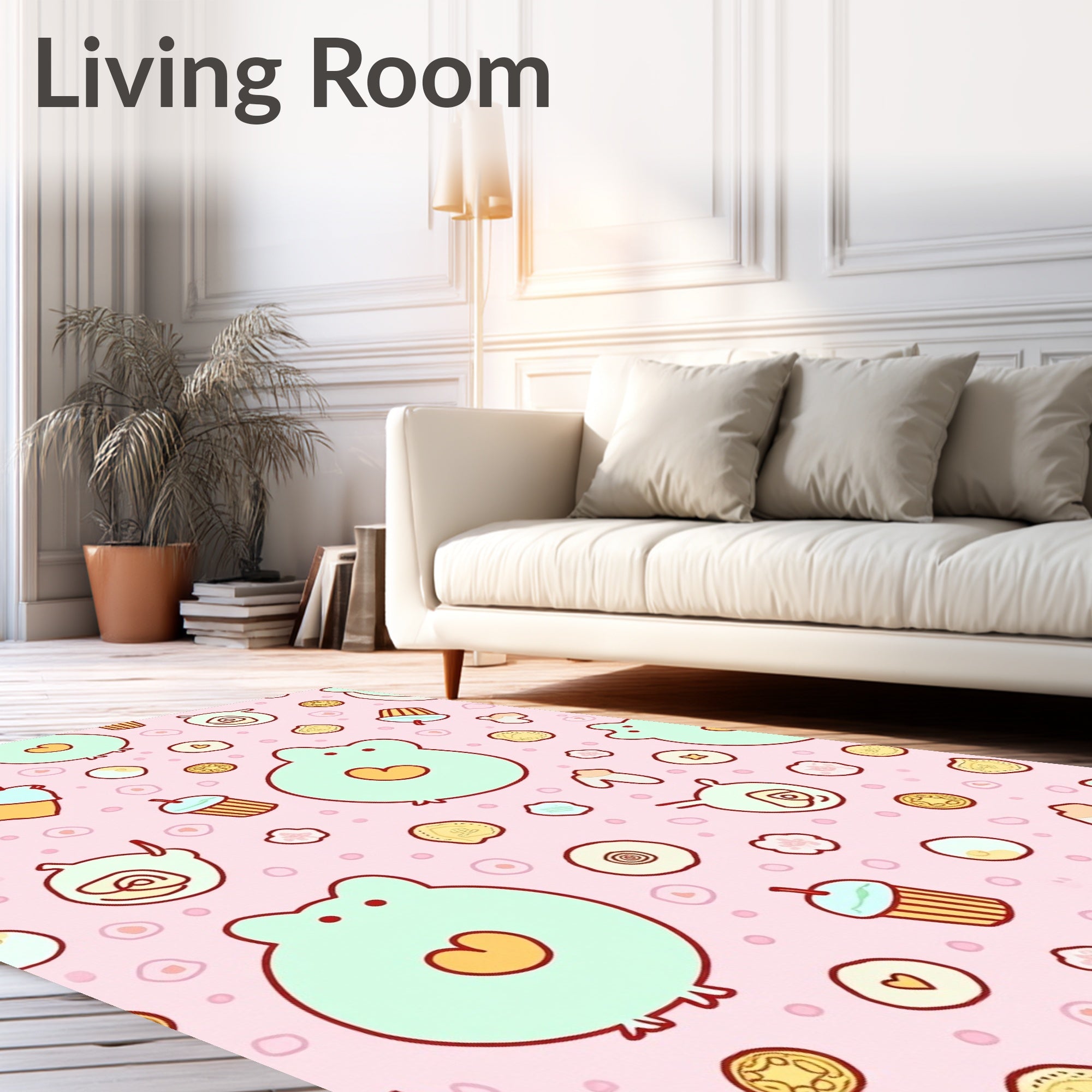 Cute Mint Green Froggy Treats Rug
