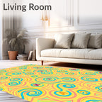 Playful Yellow Alphabet Swirls Rug