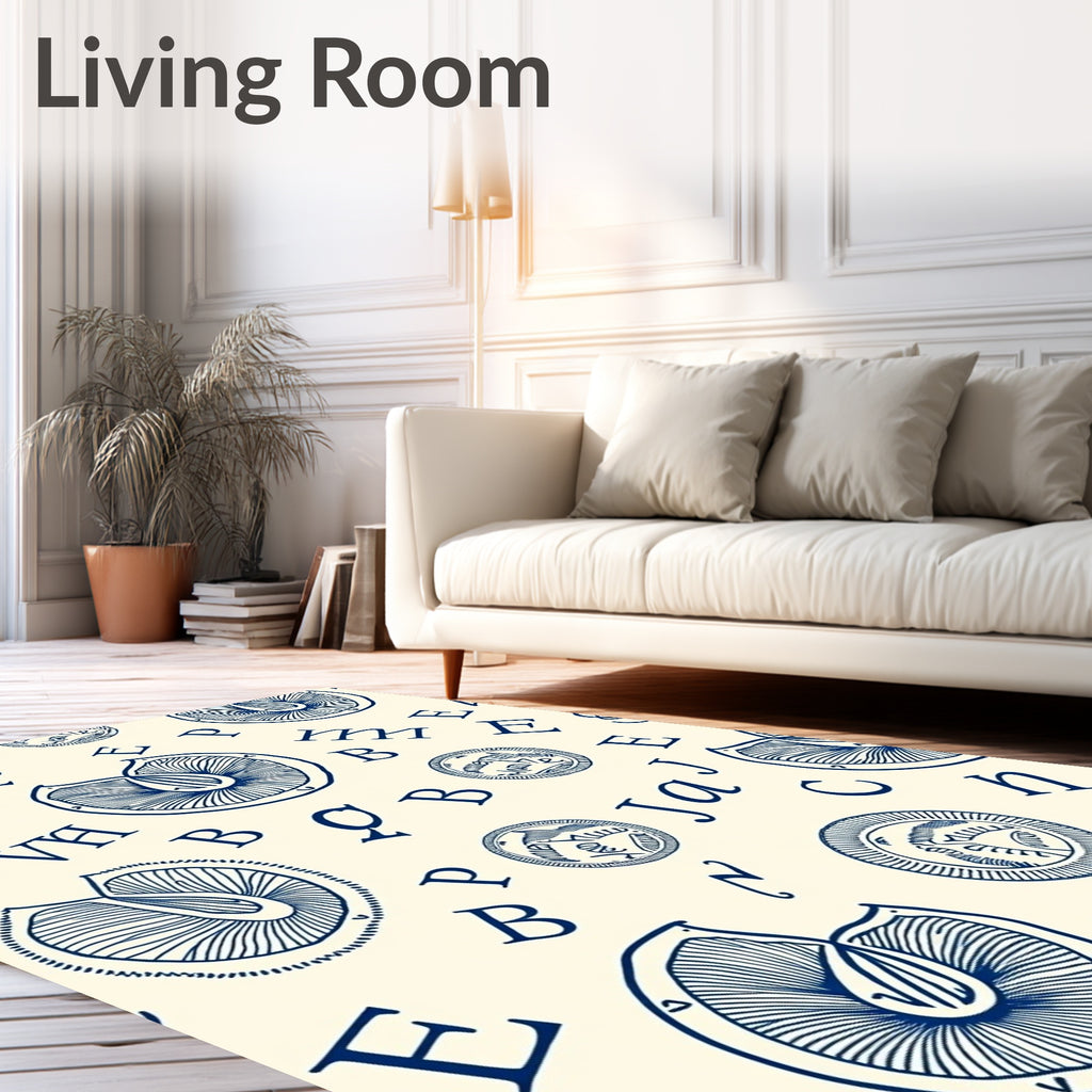Navy Blue Vintage Alphabet Medley Rug