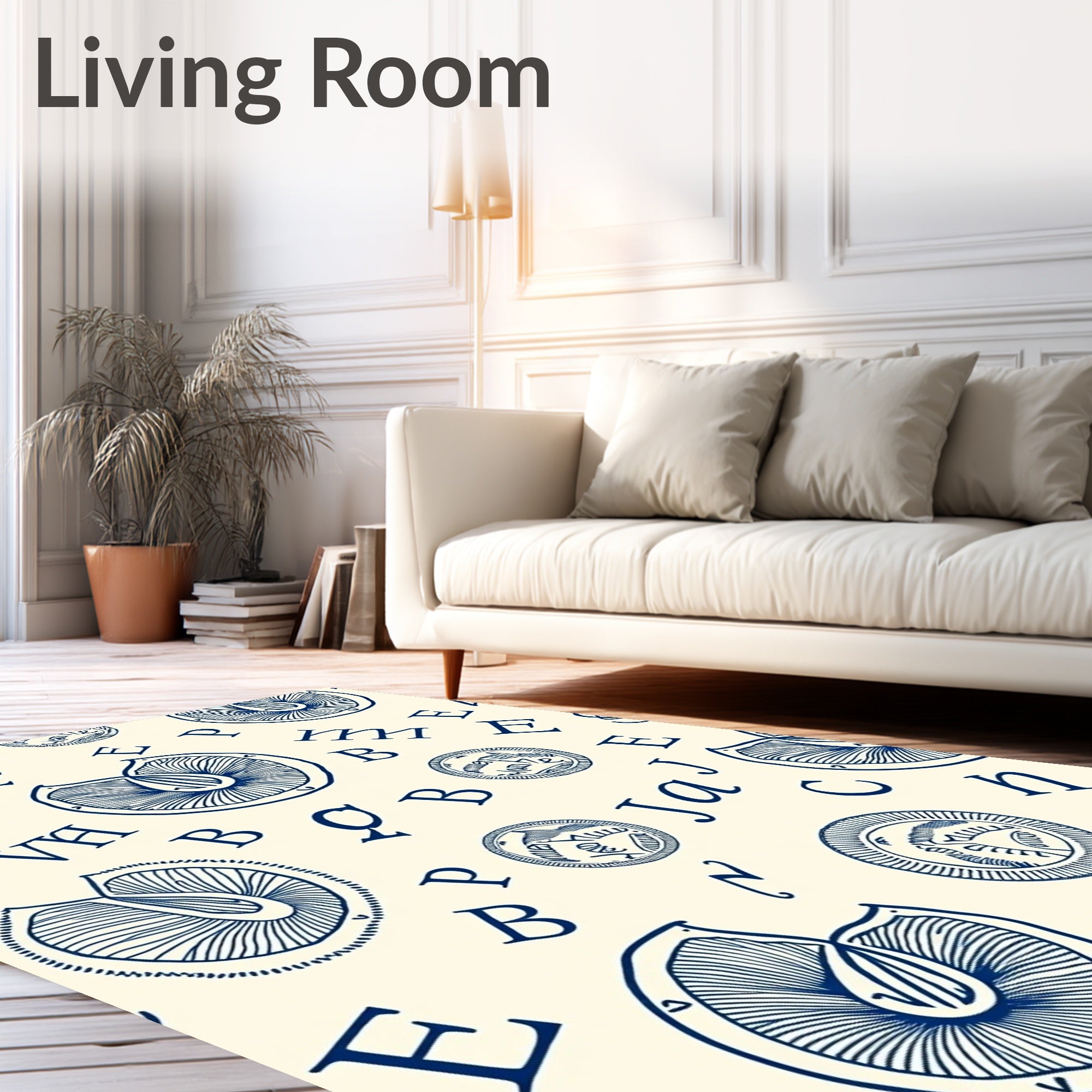 Navy Blue Vintage Alphabet Medley Rug