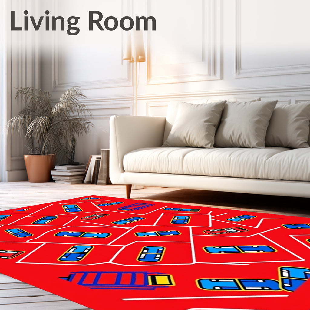Bold Red Capsule Collage Rug