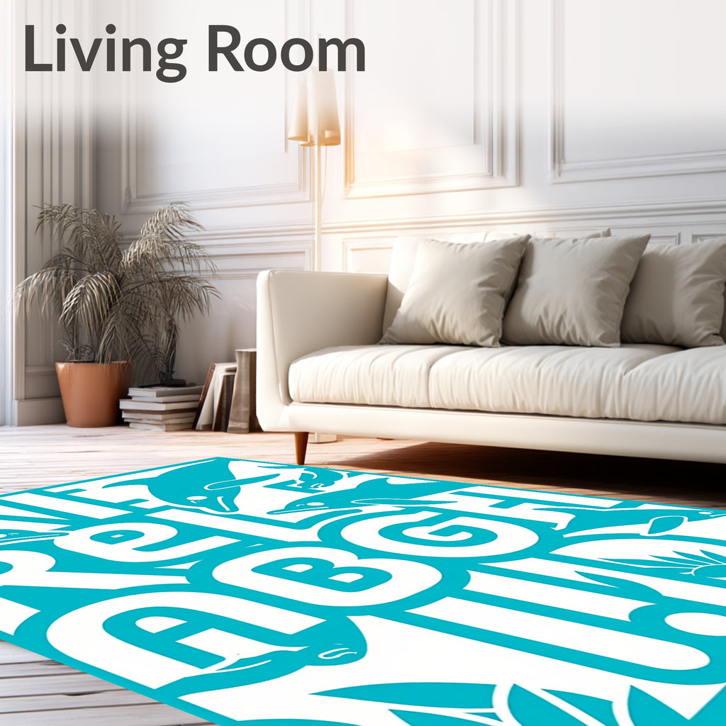 Aqua Dolphin Alphabet Aquatic Scene Rug