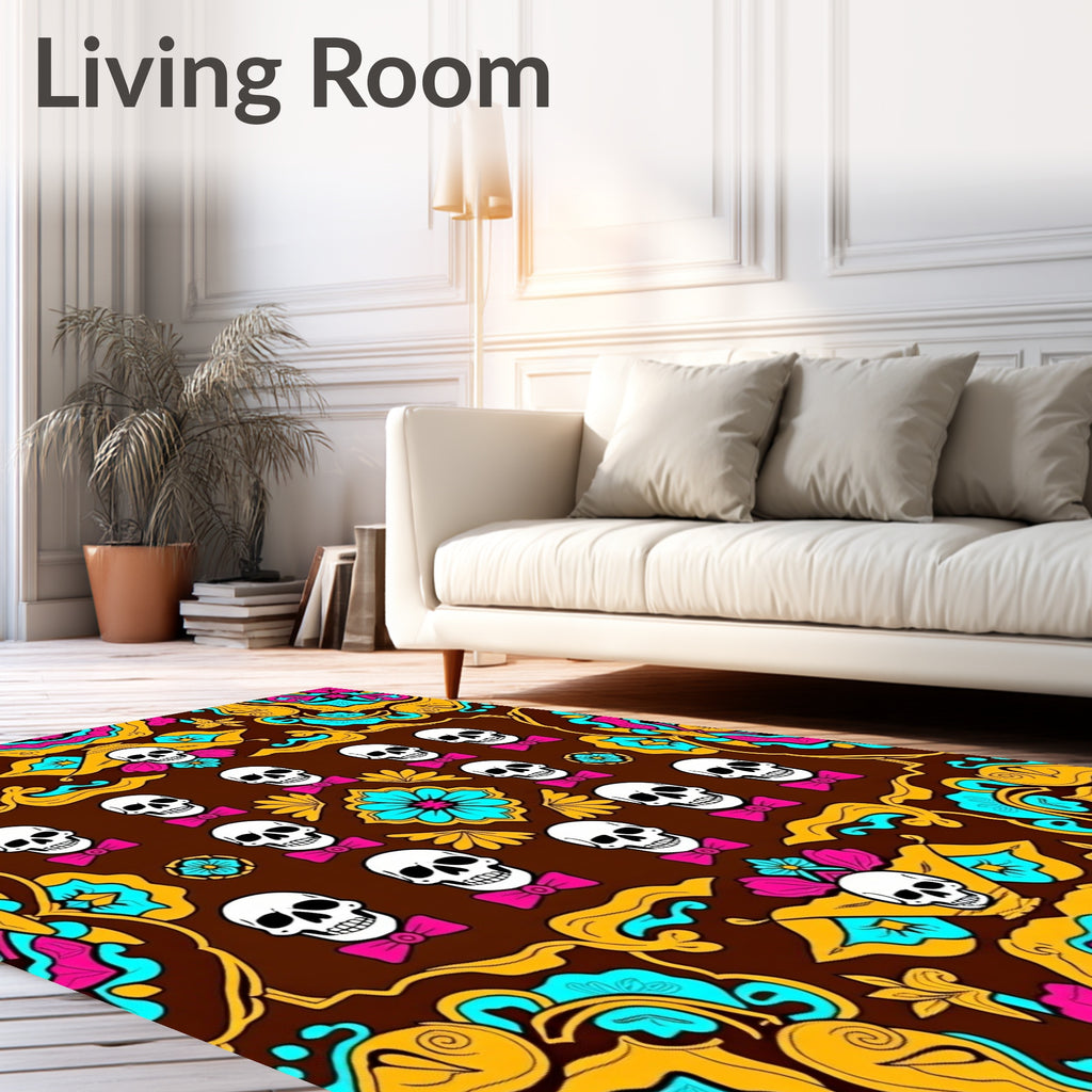 Skulls And Floral Medallion Embrace Rug