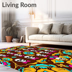 Skulls And Floral Medallion Embrace Rug