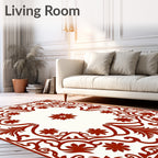 Crimson Flourish Flower Border Rug
