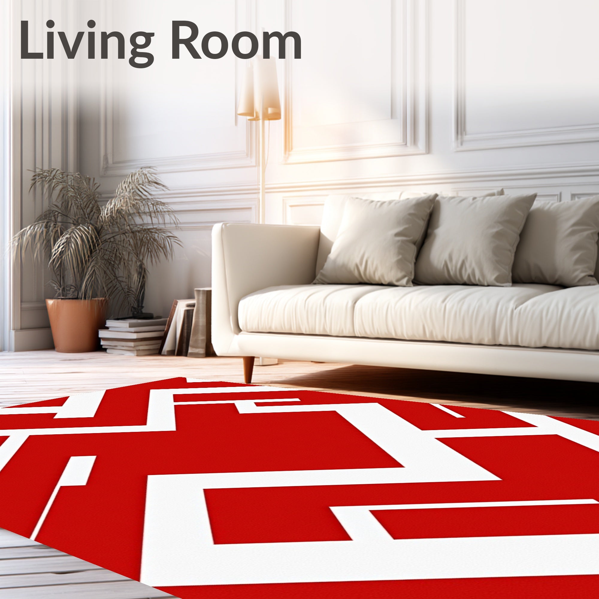 Crimson Abstract Angular Connection Rug