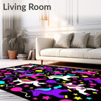 Vibrant Unicorn Balloons Starry Night Rug