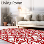 Bold Red Interlocking Scrollwork Rug