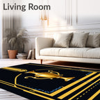 Golden Trophy Art Deco Black Rug