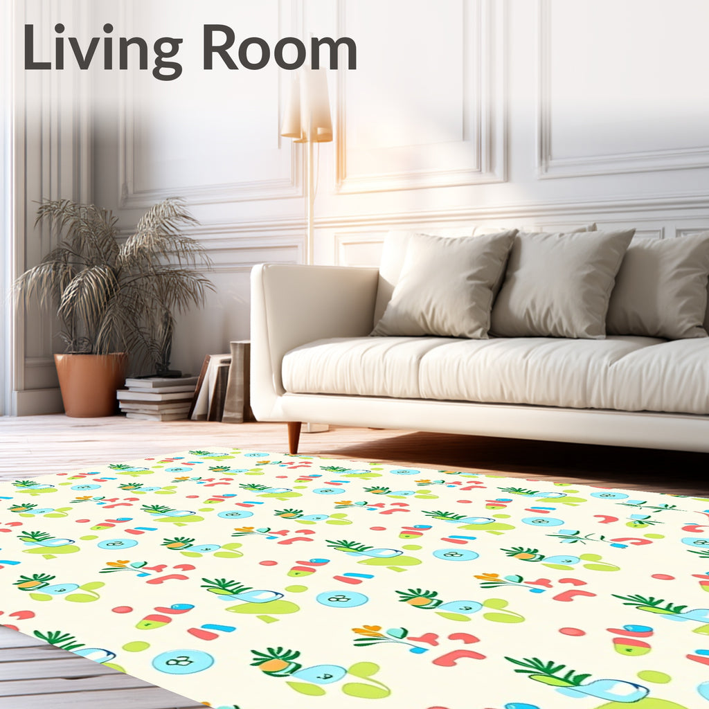 Abstract Organic Shapes Teal Coral Rug