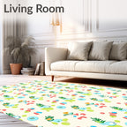 Abstract Organic Shapes Teal Coral Rug