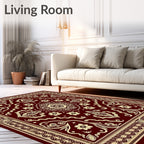 Crimson Cream Floral Ornamental Rug