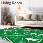 Green Snowboarding Snowflakes Joyful Skiers Rug