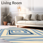 Navy Blue Diagonal Stripe Diamond Rug