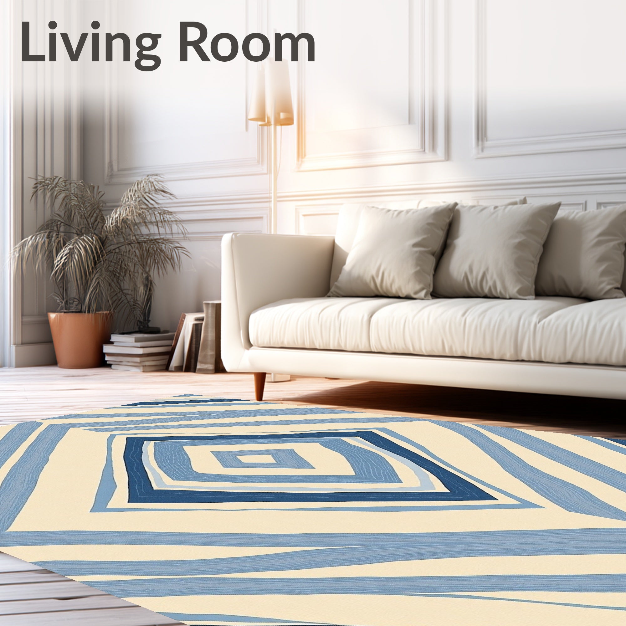 Navy Blue Diagonal Stripe Diamond Rug