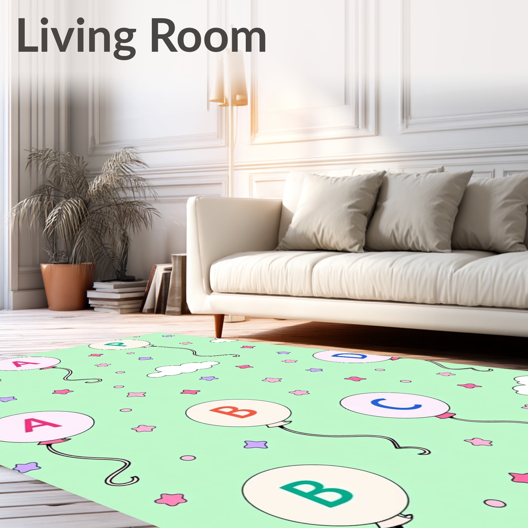 Pastel Balloons With Stars And Clouds Rug