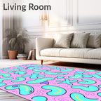Whimsical Pink Blob Star Swirl Rug