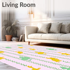 Whimsical Yellow Green Duckling Stripes Rug