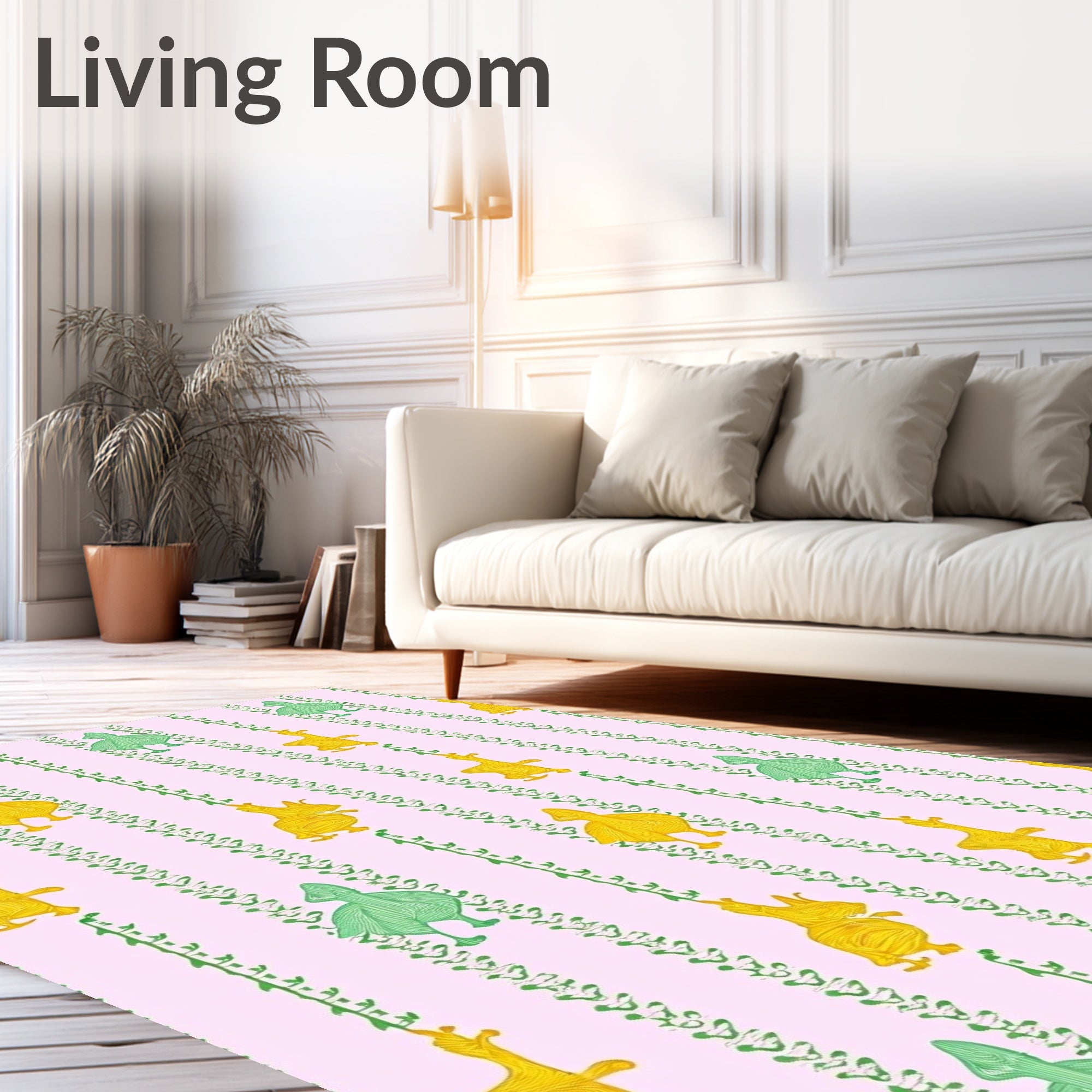 Whimsical Yellow Green Duckling Stripes Rug