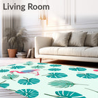 Pink Flamingo Tropical Leaf Medley Rug