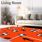 Orange Soccer Ball Player Collage Rug