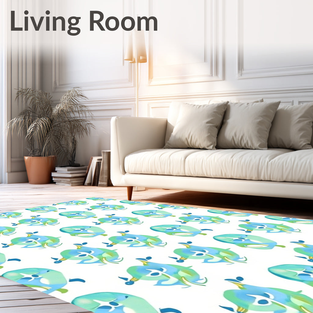 Aqua Teal Abstract Swirls Rug