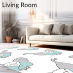 Playful Gray Goose Teal Accents Rug