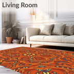 Orange Yellow Blue Swirling Psychedelic Rug