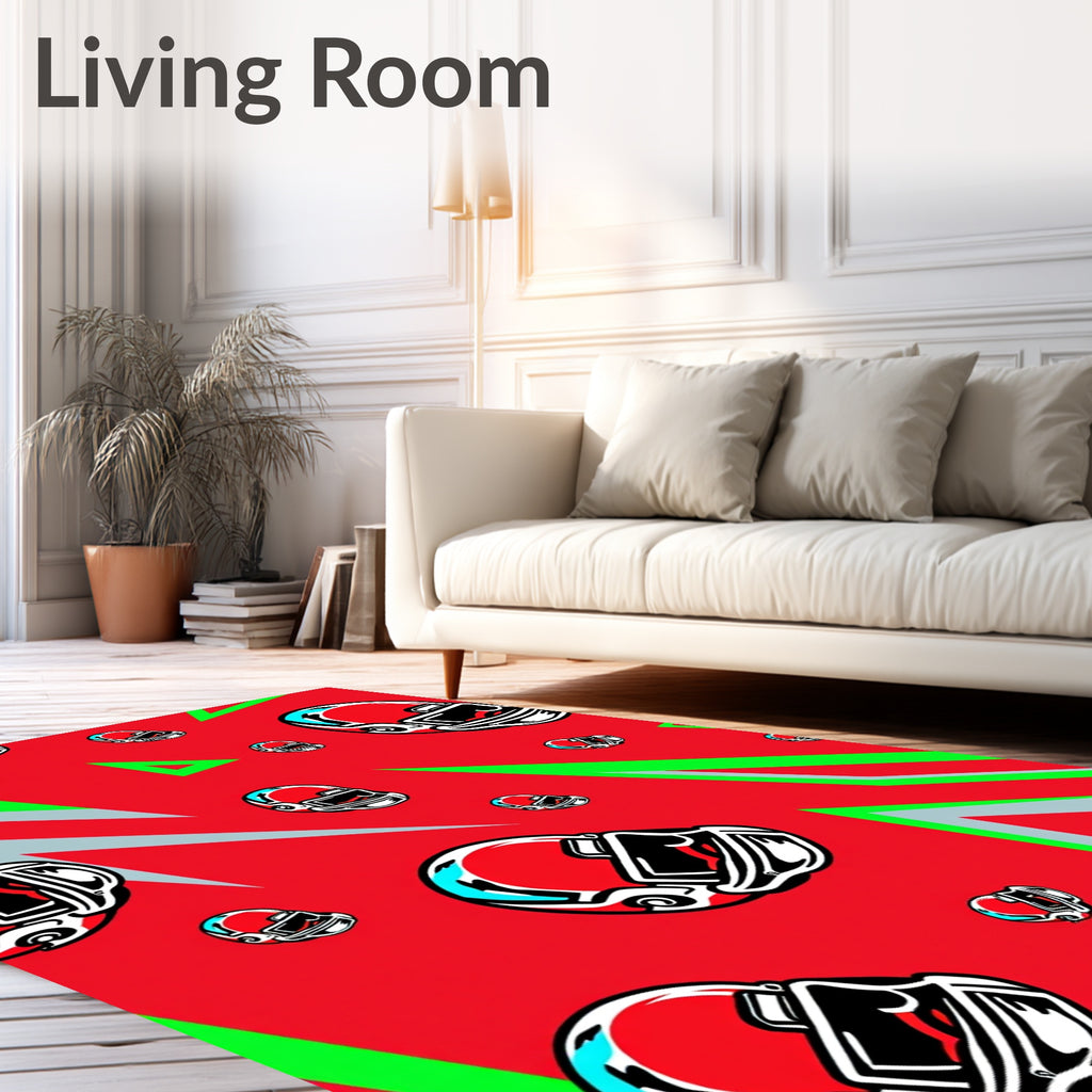 Red Football Helmet Pop Art Rug