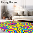 Psychedelic Mushroom Swirl Yellow Rug
