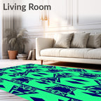 Bold Blue Geometric Diamond Emerald Rug
