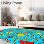 Whimsical Alphabet Rainbow Waves Rug