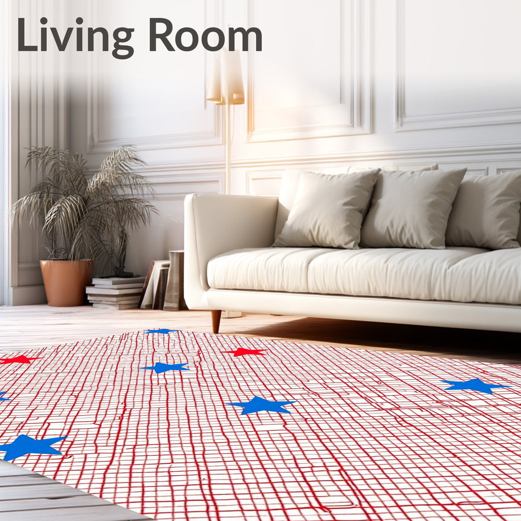 Red White Blue Star Scattered Texture Rug
