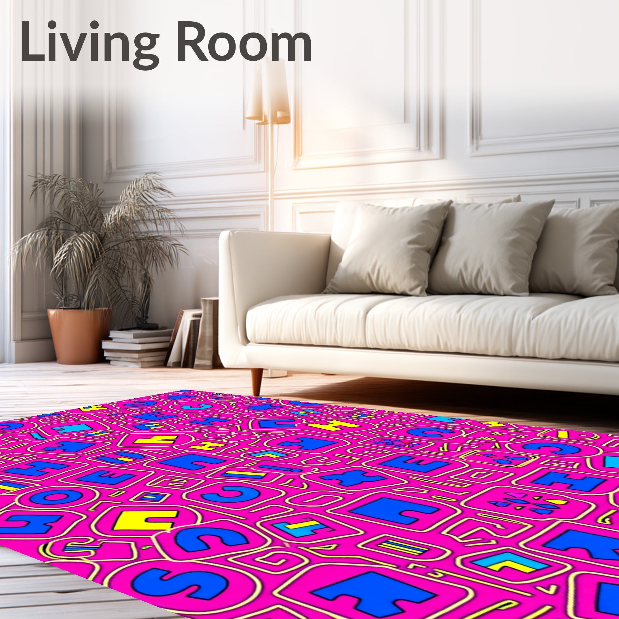 Vibrant Pink Alphabet Blocks Rug