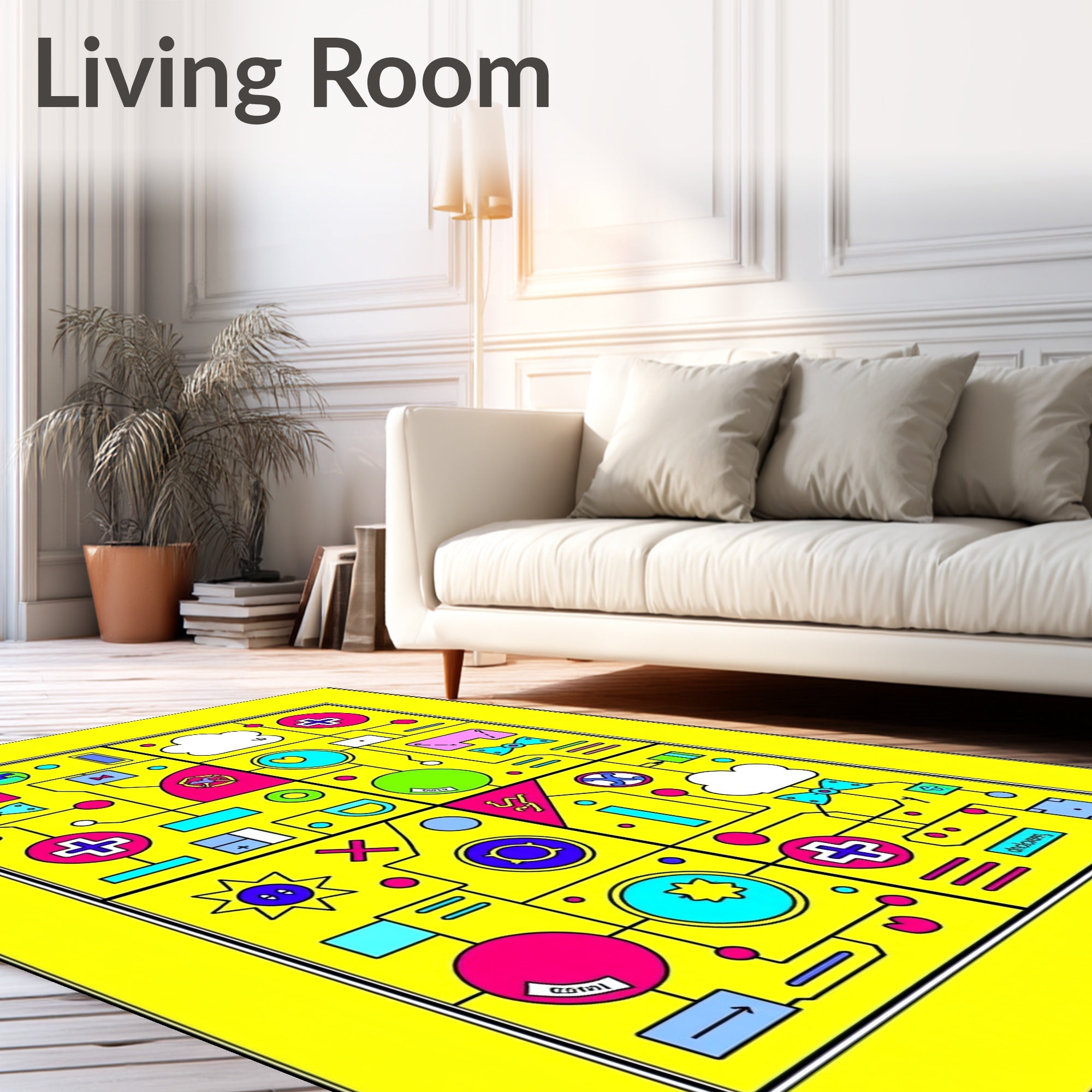 Cybernetic Abstract Geometric Circuitry Rug