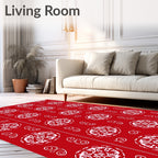 Red Oval Medallion Chains Rug