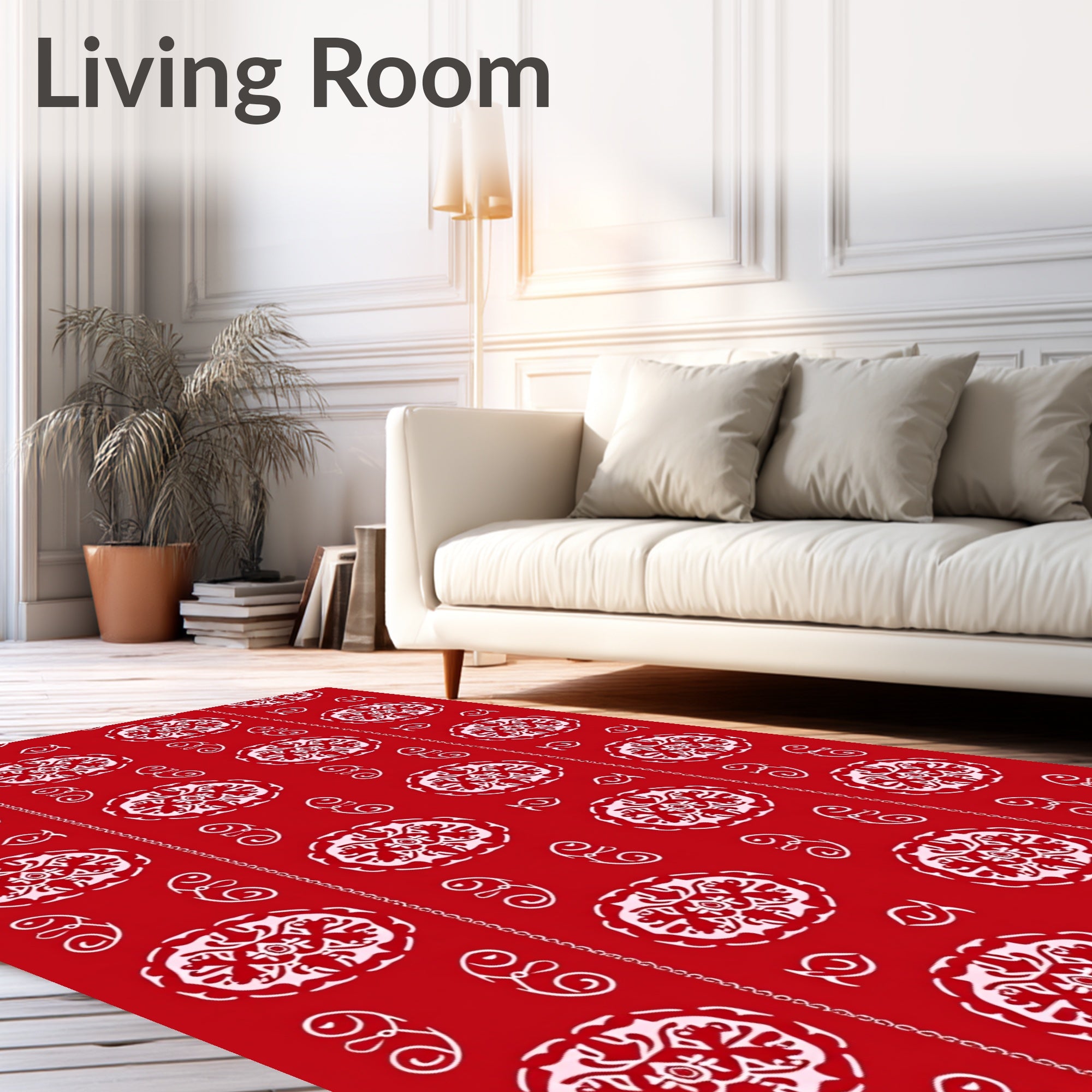 Red Oval Medallion Chains Rug