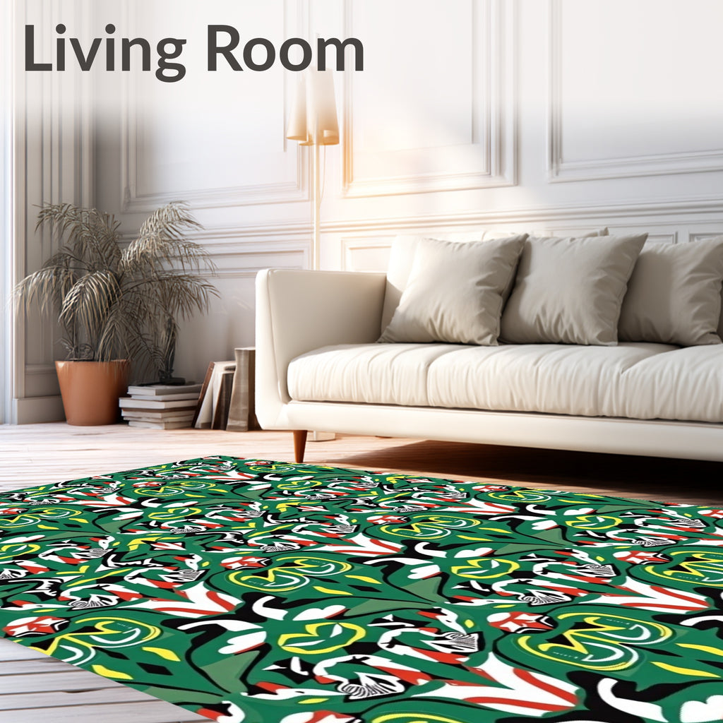 Bold Emerald Green Abstract Symmetry Rug
