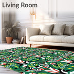 Bold Emerald Green Abstract Symmetry Rug