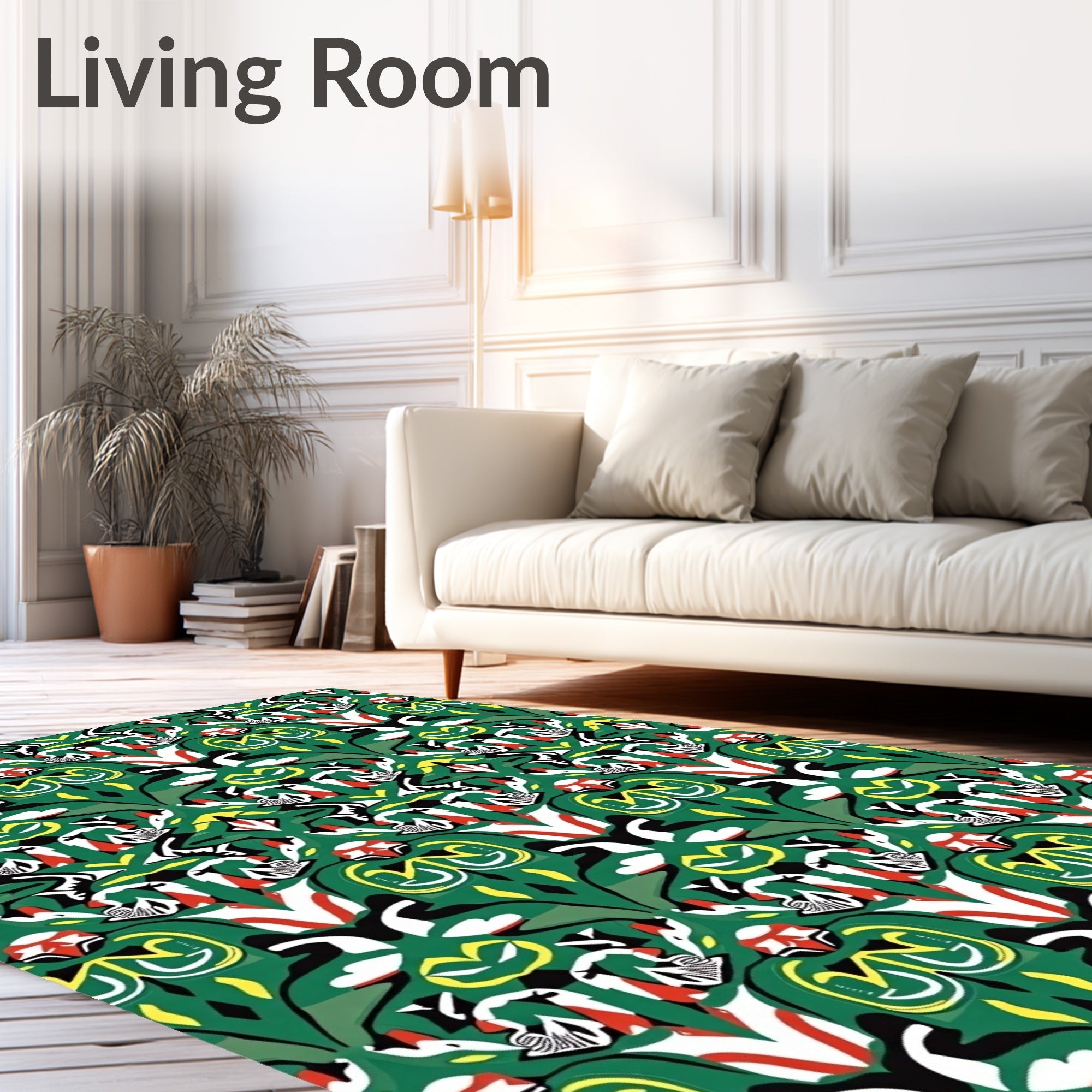 Bold Emerald Green Abstract Symmetry Rug