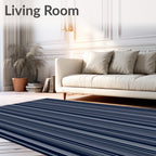 Navy White Thin Stripe Rug