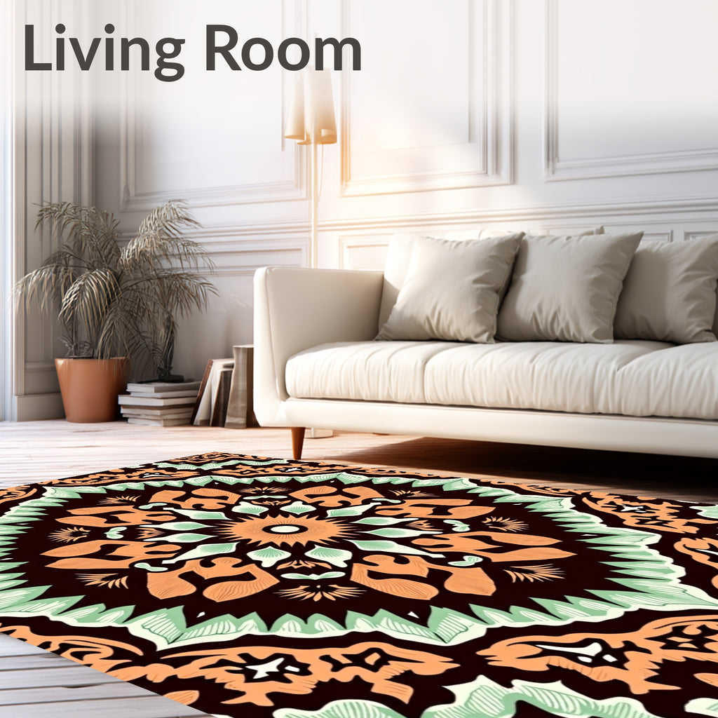Orange Mint Symmetry Radial Medallion Rug
